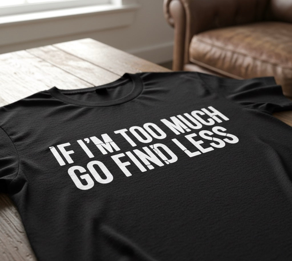 Too Much? Find Less | Unapologetic Attitude Tee