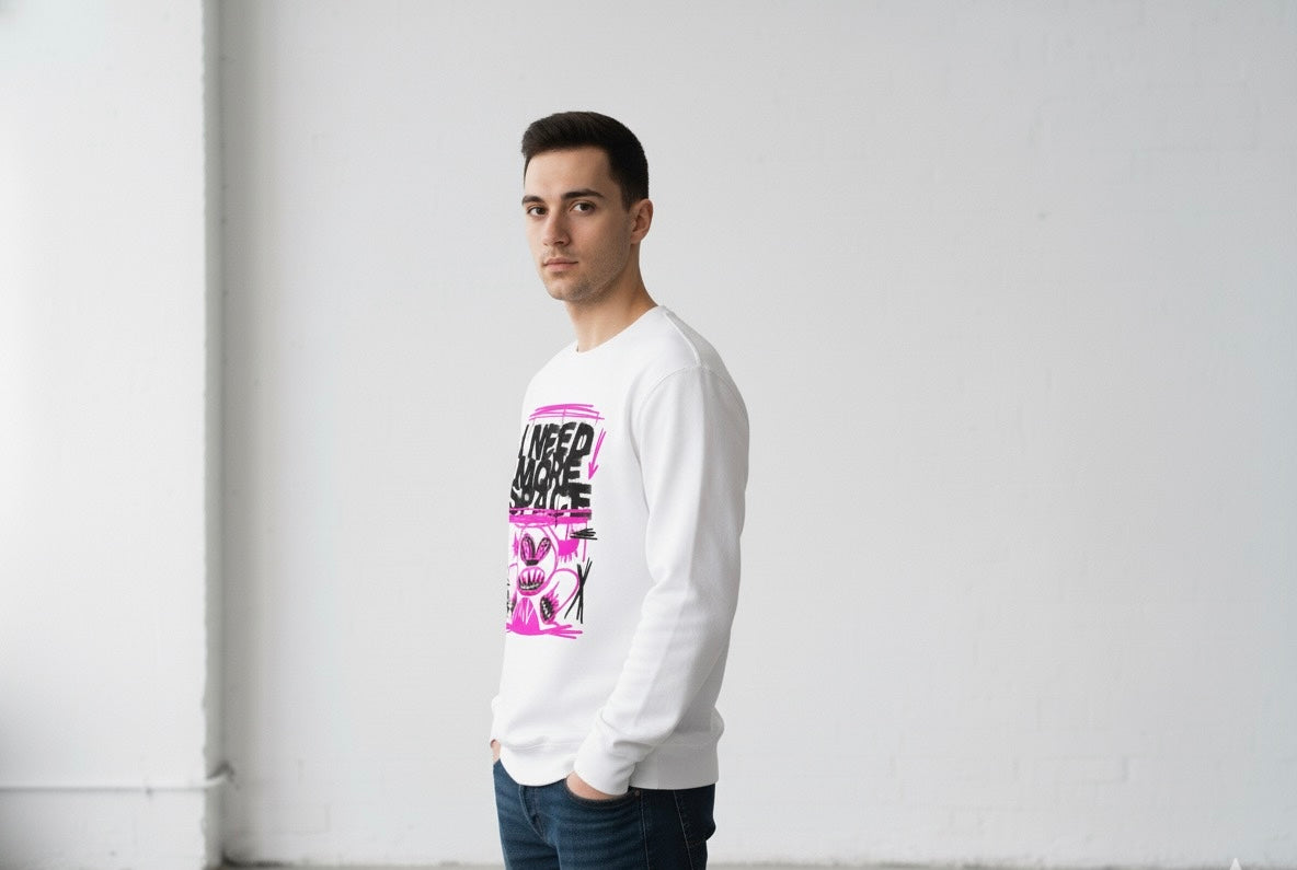 'I Need More Space' Neon Graphic sweatshirt