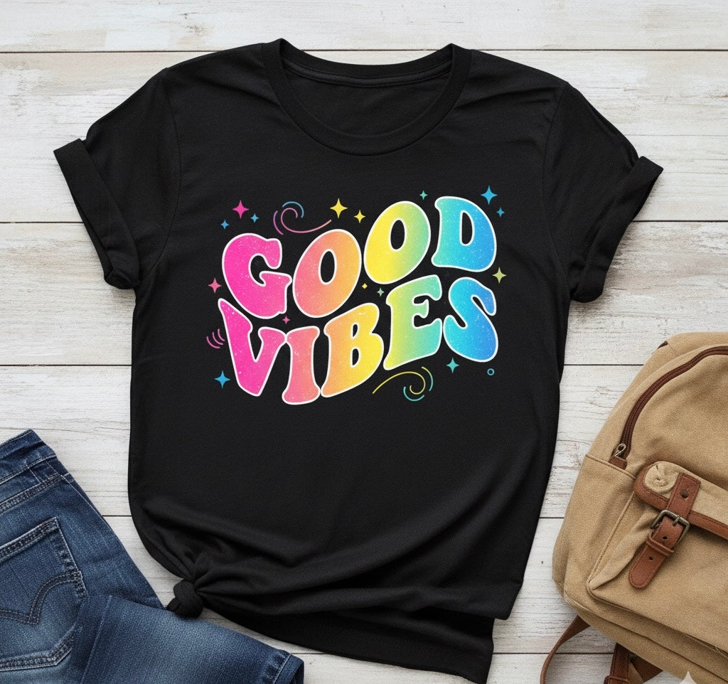 🌈 Good Vibes Only Retro Tee