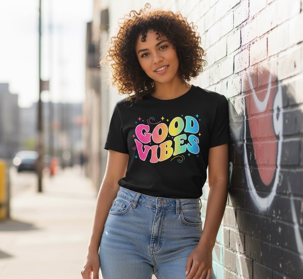 🌈 Good Vibes Only Retro Tee