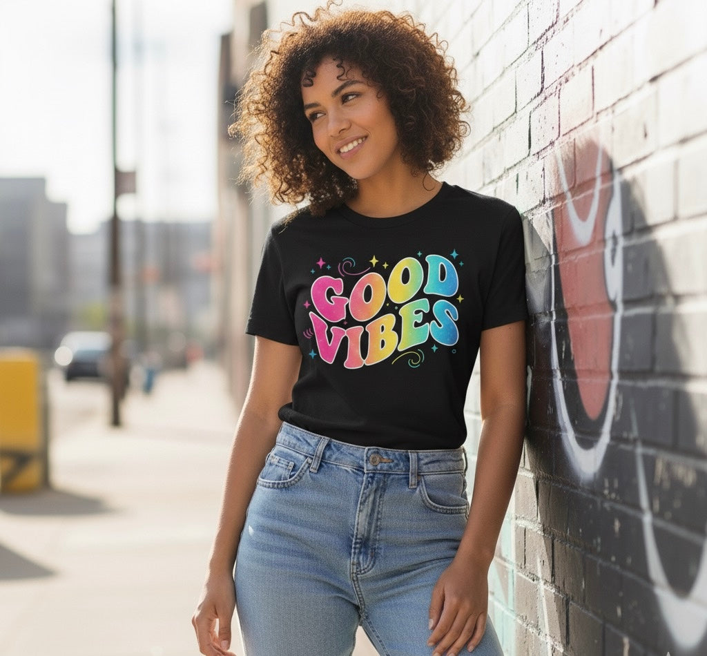 🌈 Good Vibes Only Retro Tee
