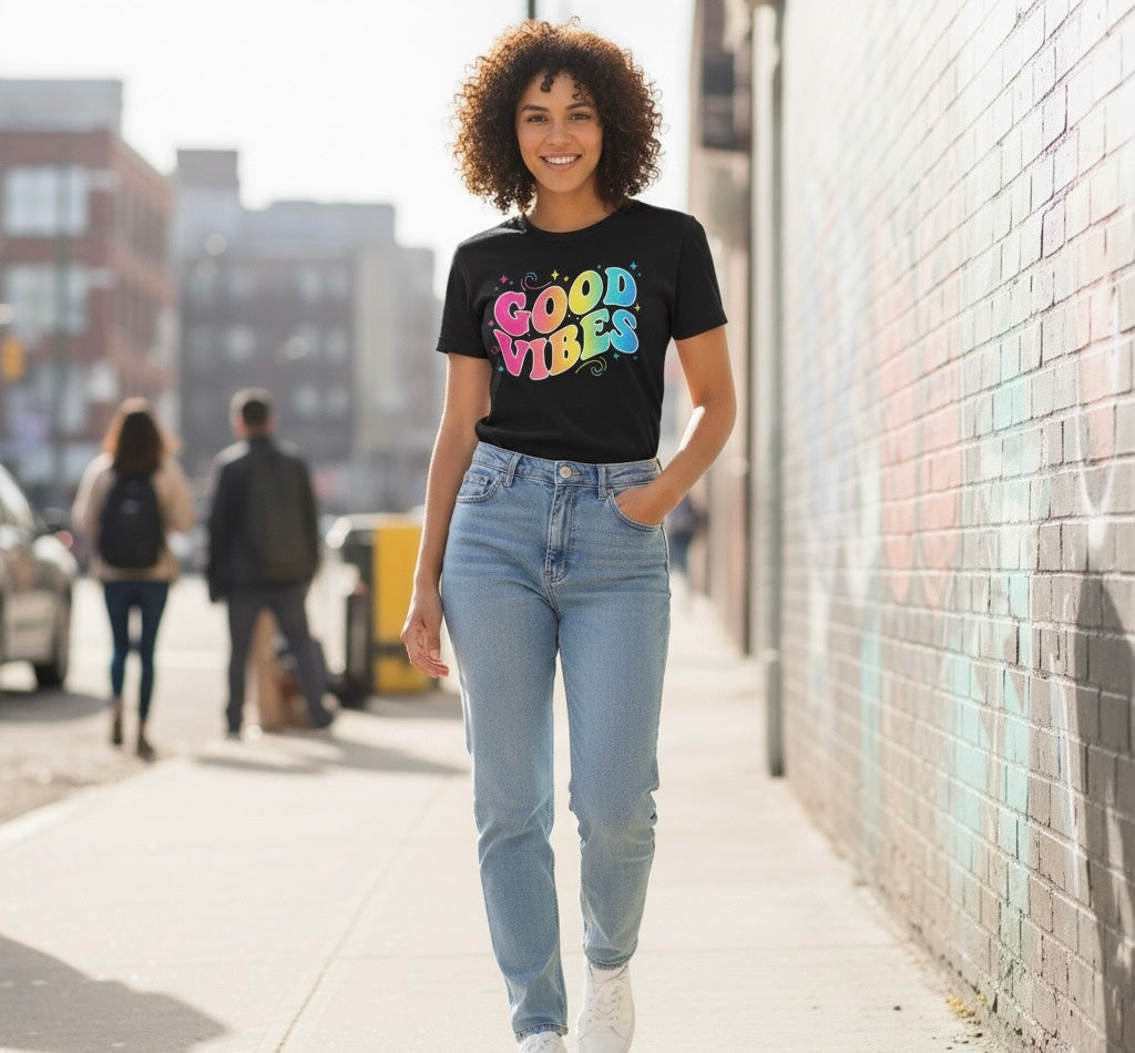 🌈 Good Vibes Only Retro Tee